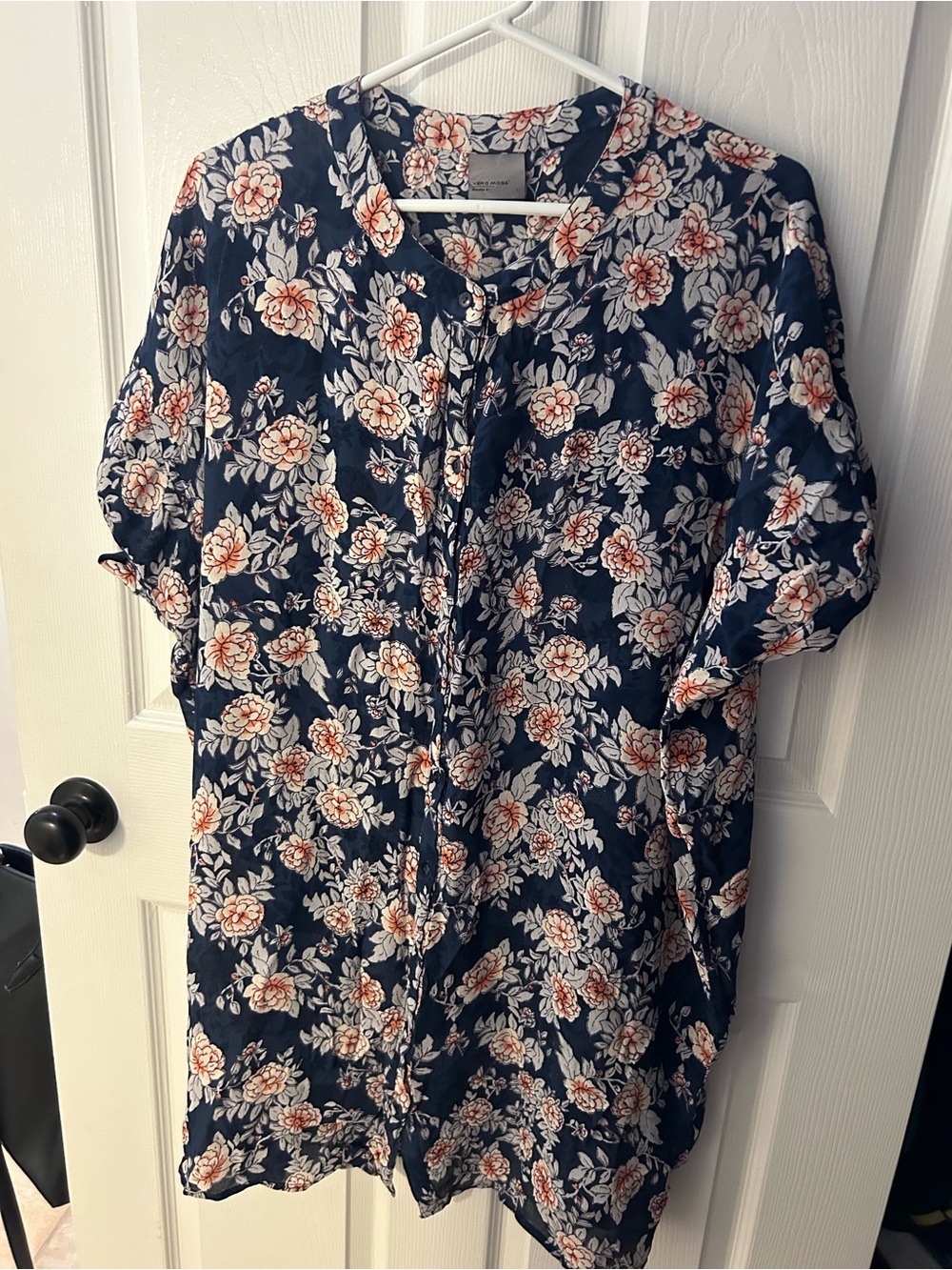 Vera Moda Navy Floral Button-Down Tunic